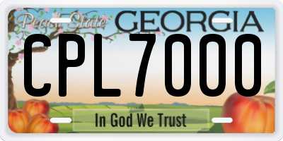 GA license plate CPL7000