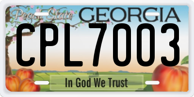 GA license plate CPL7003