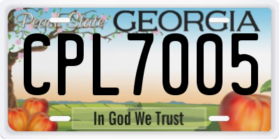 GA license plate CPL7005