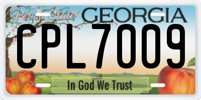 GA license plate CPL7009