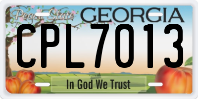 GA license plate CPL7013