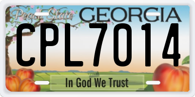 GA license plate CPL7014