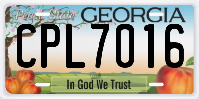 GA license plate CPL7016