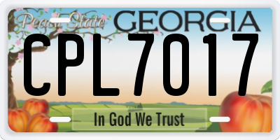 GA license plate CPL7017