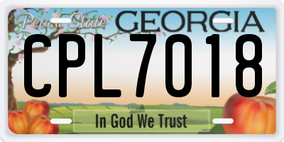 GA license plate CPL7018