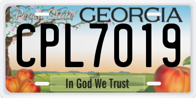 GA license plate CPL7019
