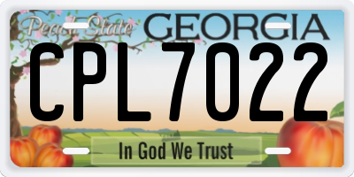 GA license plate CPL7022