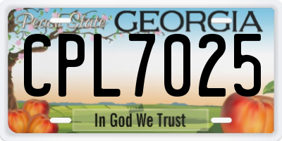 GA license plate CPL7025