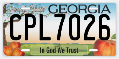 GA license plate CPL7026