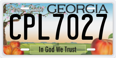 GA license plate CPL7027