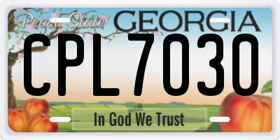 GA license plate CPL7030