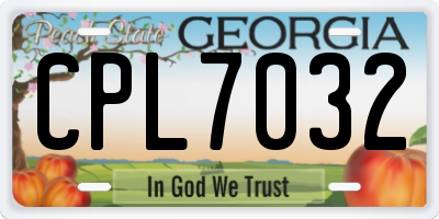 GA license plate CPL7032