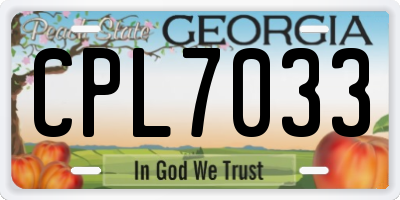 GA license plate CPL7033