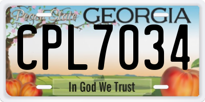 GA license plate CPL7034