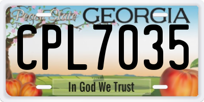 GA license plate CPL7035