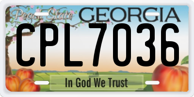GA license plate CPL7036