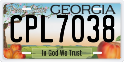 GA license plate CPL7038