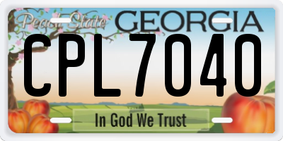 GA license plate CPL7040