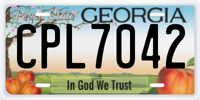 GA license plate CPL7042
