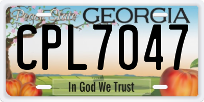 GA license plate CPL7047