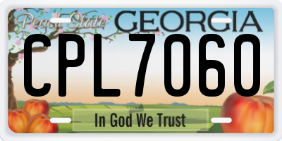 GA license plate CPL7060