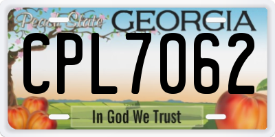 GA license plate CPL7062