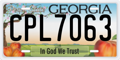 GA license plate CPL7063
