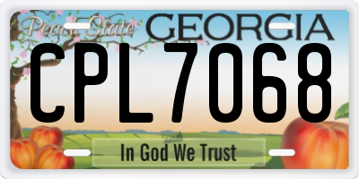 GA license plate CPL7068