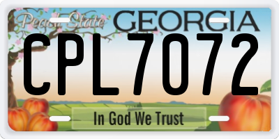 GA license plate CPL7072