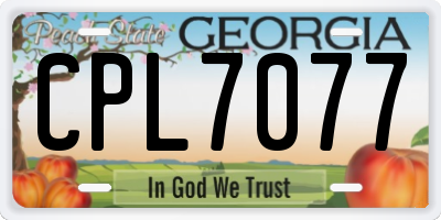 GA license plate CPL7077