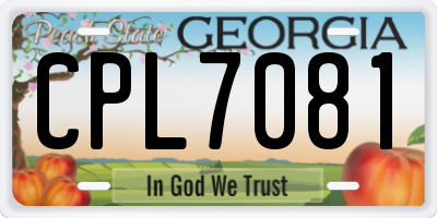 GA license plate CPL7081