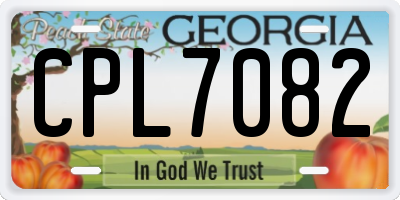 GA license plate CPL7082