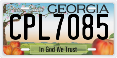 GA license plate CPL7085