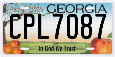 GA license plate CPL7087