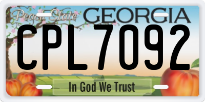 GA license plate CPL7092