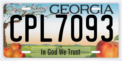 GA license plate CPL7093