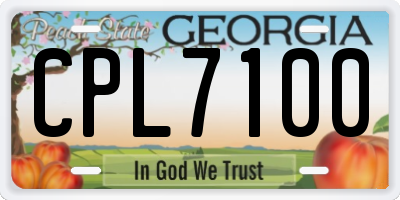 GA license plate CPL7100