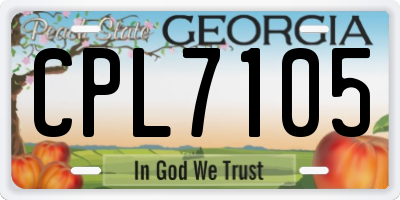 GA license plate CPL7105