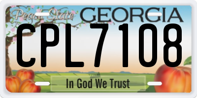 GA license plate CPL7108