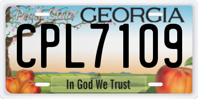 GA license plate CPL7109