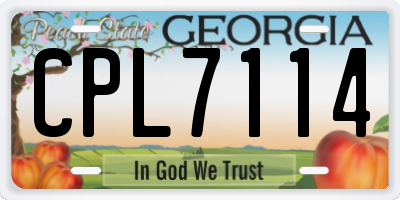 GA license plate CPL7114
