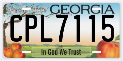 GA license plate CPL7115