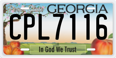 GA license plate CPL7116