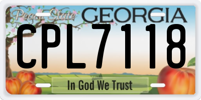 GA license plate CPL7118