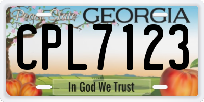 GA license plate CPL7123