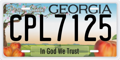 GA license plate CPL7125