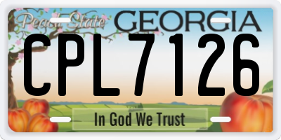 GA license plate CPL7126