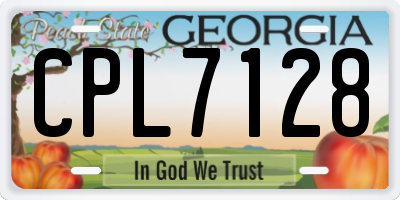 GA license plate CPL7128