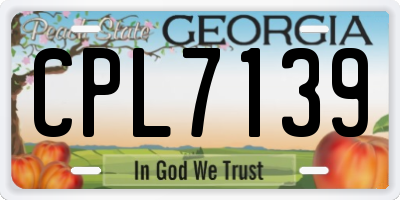 GA license plate CPL7139