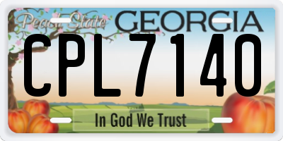 GA license plate CPL7140